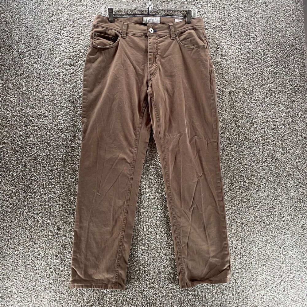 Brax Pants Adult‎ 33x28 Tan Cooper Fancy Chino Casual Straight Stretch Mens Logo